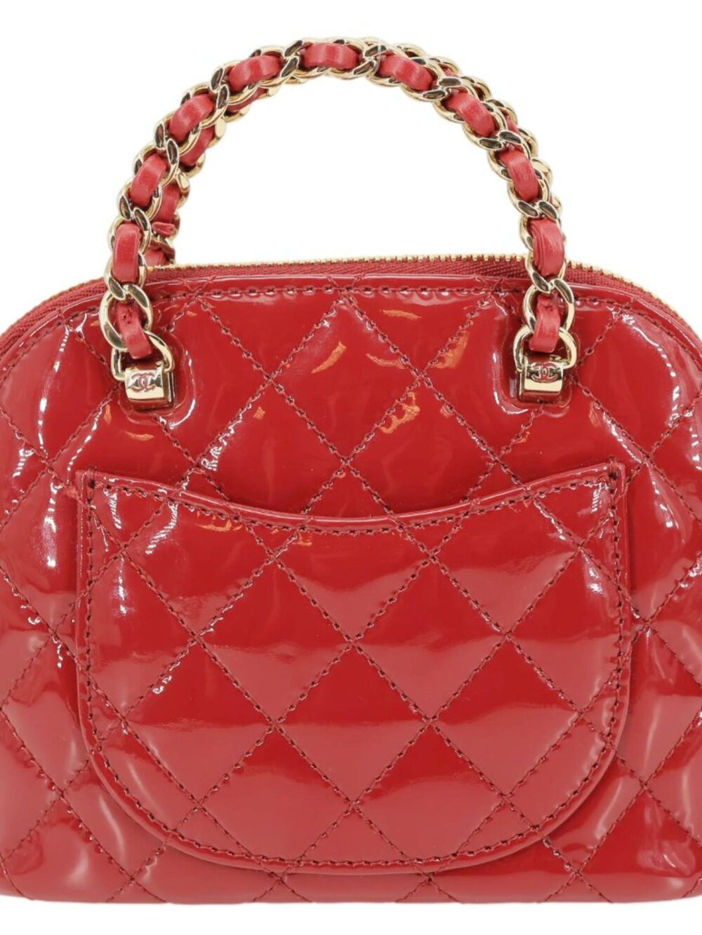 Chanel Coco Quilted Calfskin Patent Leather Clutch With Chain Red - Picture 5 of 15